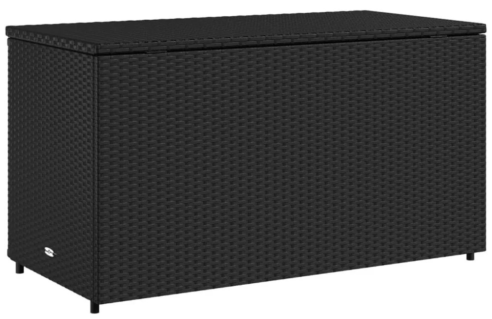 fekete polyrattan kerti tárolószekrény 110 x 55 x 60,5 cm