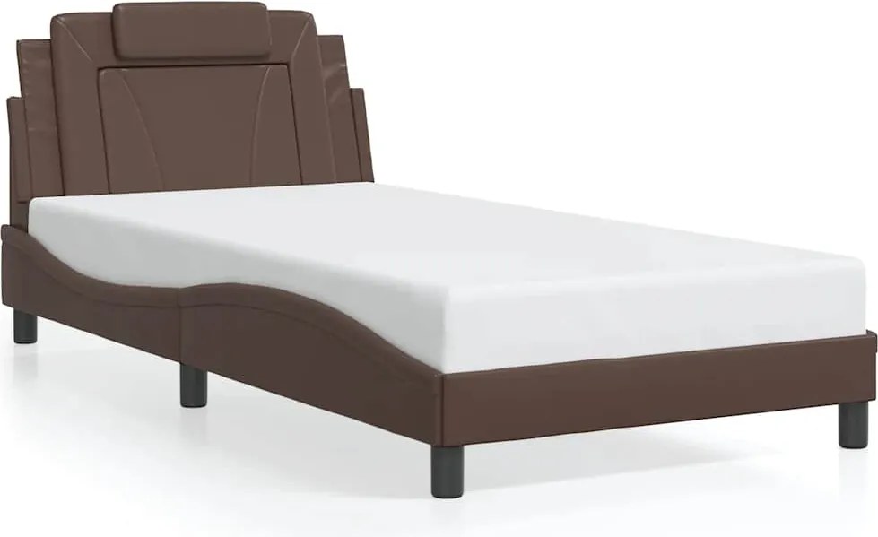 vidaXL barna műbőr ágykeret Viana matrac nélkül 100 x 200 cm