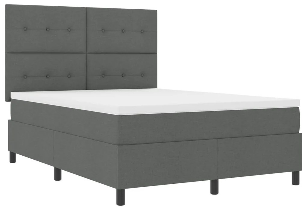 Boxspring ágy matraccal sötétszürke 160x200 cm szövet