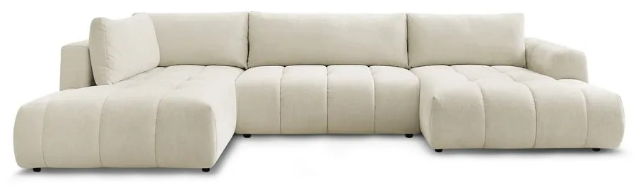 Bézs kinyitható-tárolóhelyes sarokkanapé (bal oldali-U alakú) Fuji – Bobochic Paris