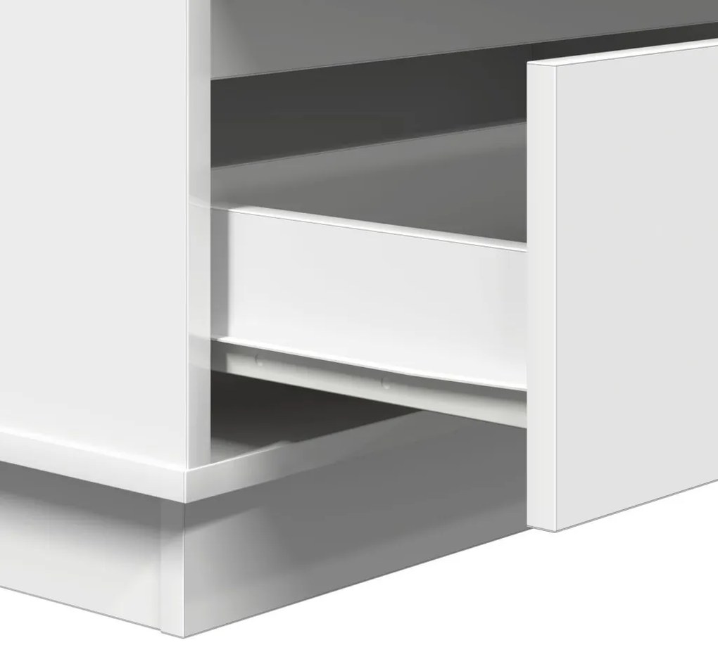 Éjjeli Szekrény LED Fénnyel Fehér 71x34,5x75 cm Műanyag Fa