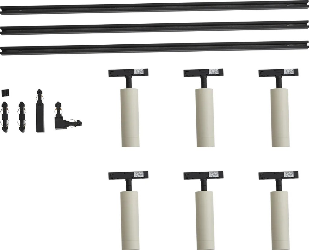 Modern sínrendszer 6 spotlámpával bézs színben, 1 fázisú - Slimline Uzzy