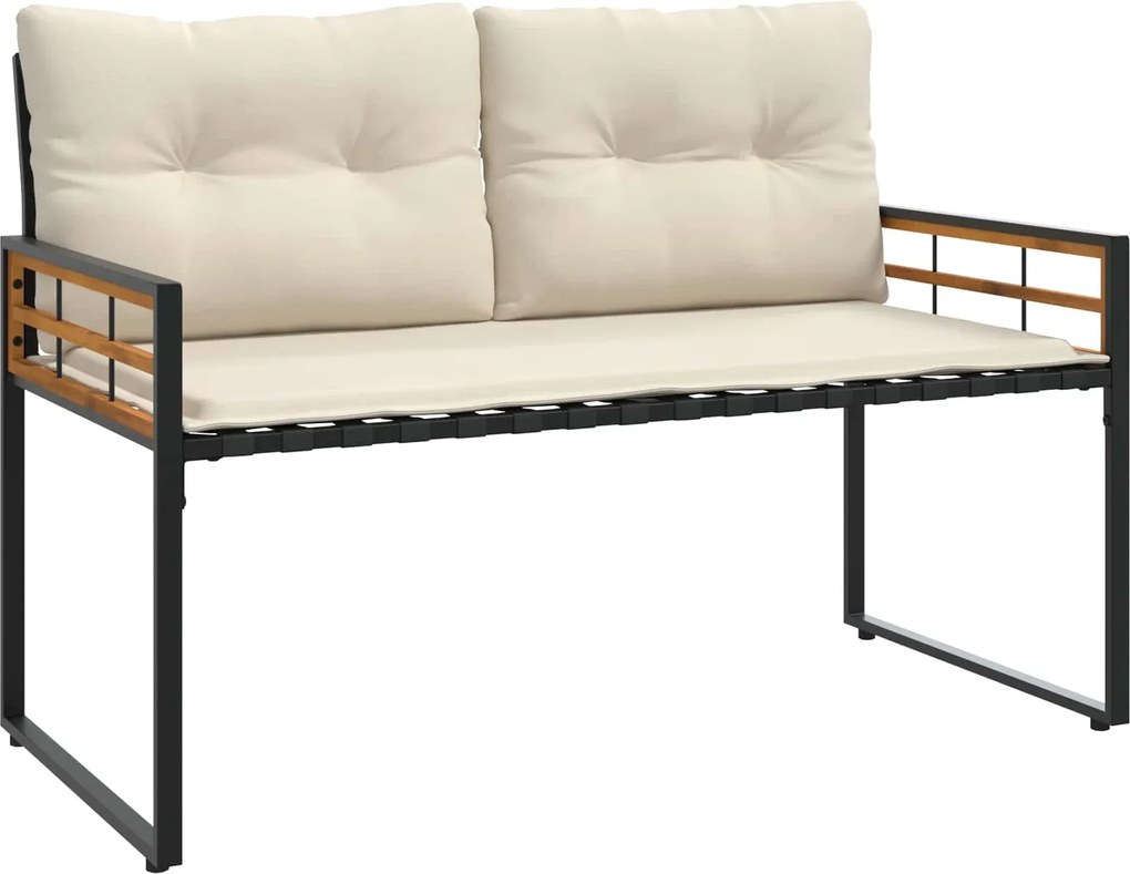 vidaXL Fa réteg pad párnával Egyszínű párnával Krém 114 x 55 x 77 cm