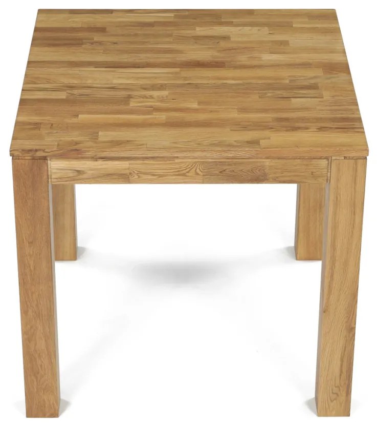 Jídelní stůl 80x80x75 cm, masiv dub bílý, povrchová úprava olejem, nohy 8x8 cm