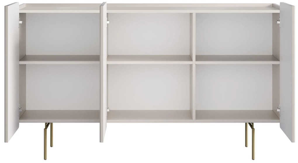 Malmi háromajtós komód 150 cm - kasmír / arany lábak