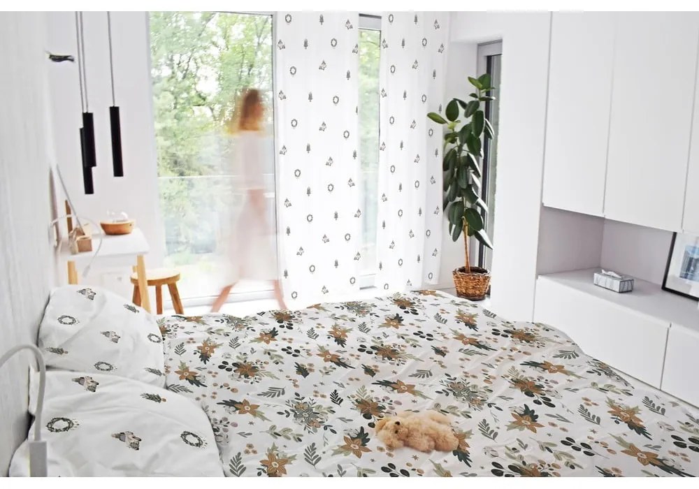 Fehér pamut-szatén függöny 110x250 cm Festive Car – Butter Kings