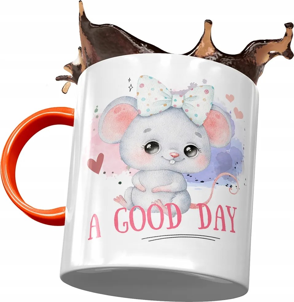 Narancssárga bögre egérrel Aranyos ajándék fényképes nyomtatással