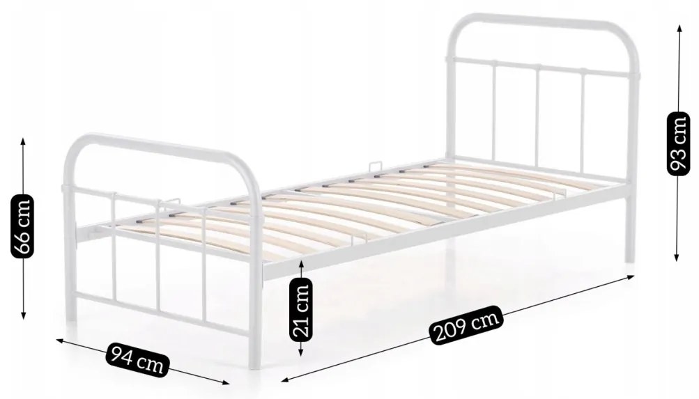 Fehér Fém Ágykeret. 90x200 cm PABLO