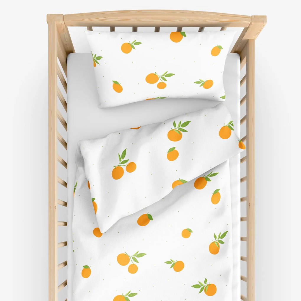 Goldea gyermek pamut ágyneműhuzat kiságyba - narancsok 90 x 130 és 40 x 60 cm