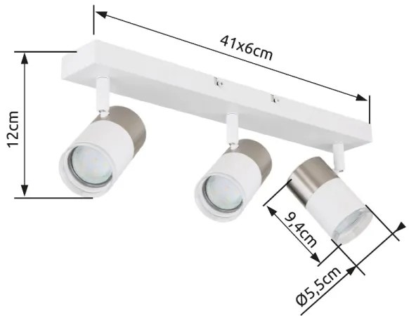Globo 57851-3 - Spotlámpa BRISBON 3xGU10/25W/230V fehér/króm