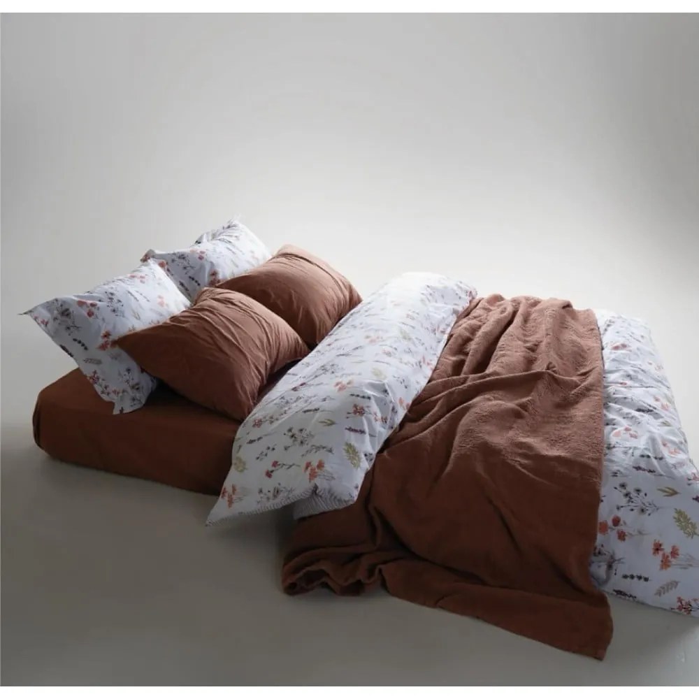 Fehér egyszemélyes renforcé pamut ágyneműhuzat 140x200 cm Floral Dance Autumn – Mila Home Luxury