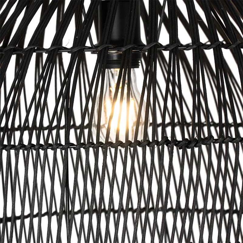 Rusztikus állólámpa fekete rattannal - Sam