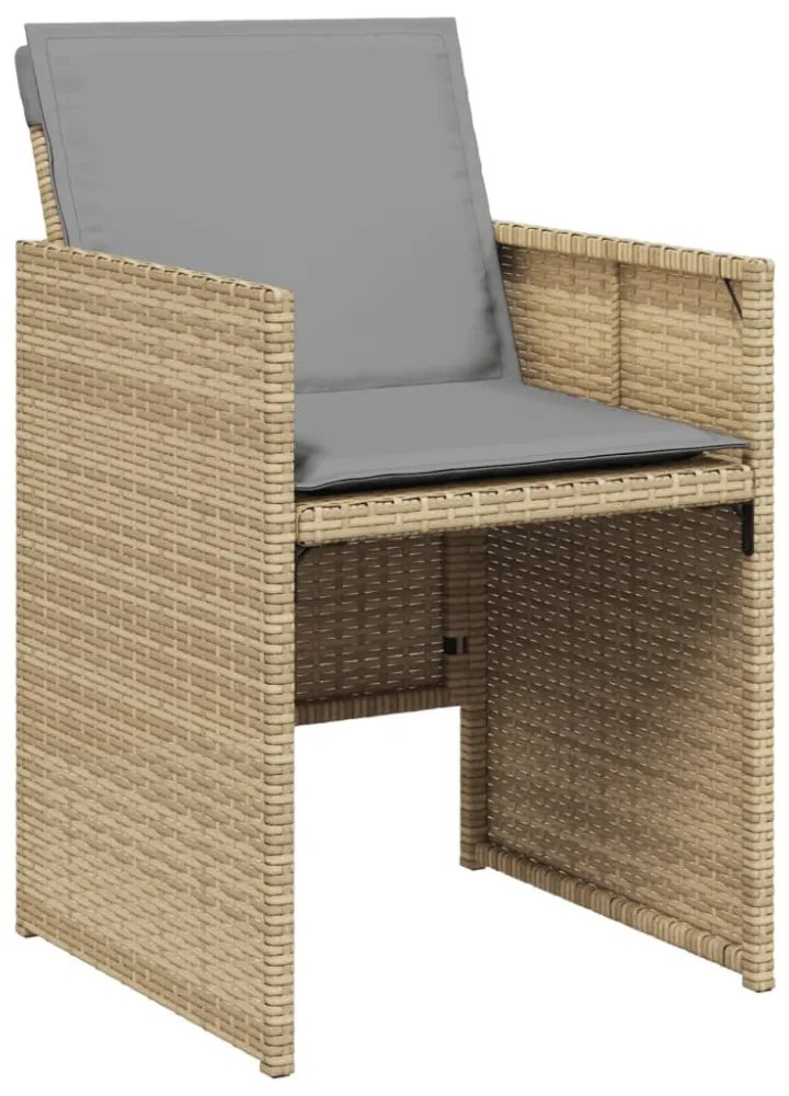 4 db vegyes bézs polyrattan kerti szék párnával