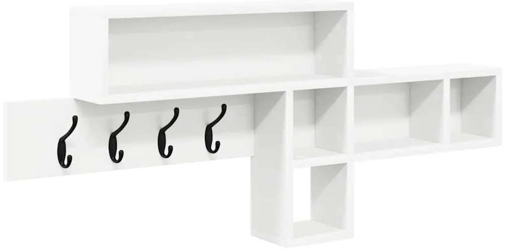 Fali Kabáthorog polcokkal Fehér 100 x 12 x 43.5 cm Faanyag