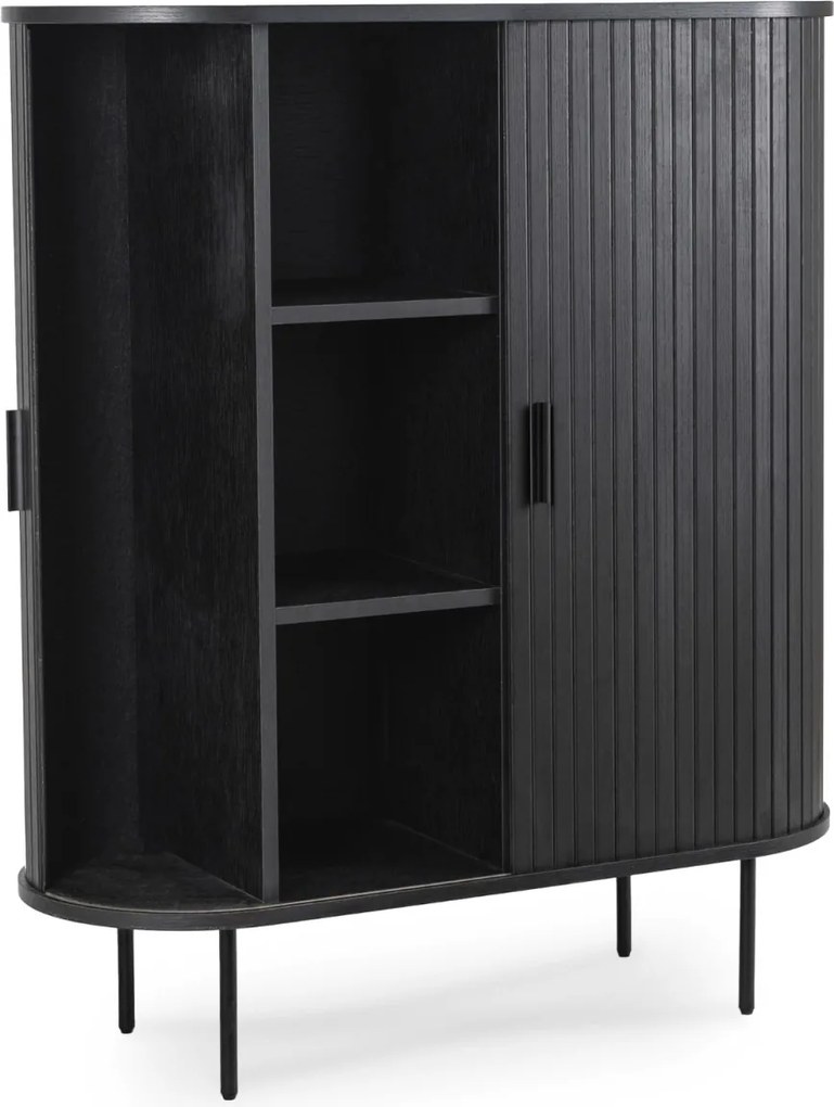 Kétajtós, tolóajtós komód 100 cm méretben, fekete színben TRISH