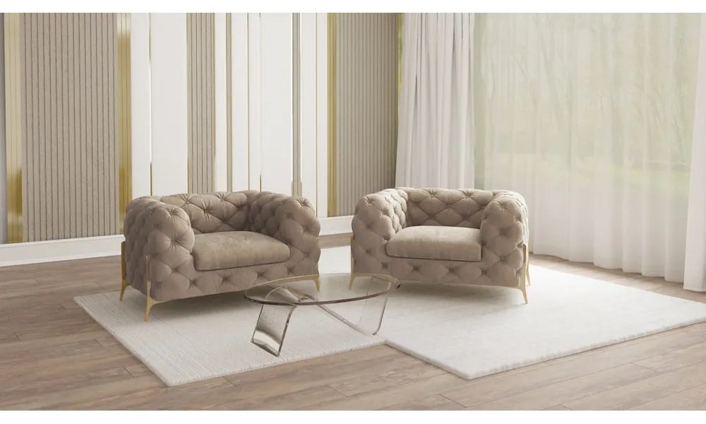 Szürkésbézs bársony fotel Chelsea Bis – Ropez