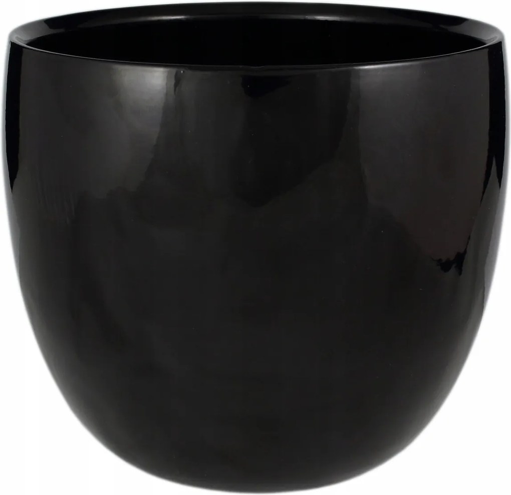 Fekete kerek kerámia kaspó