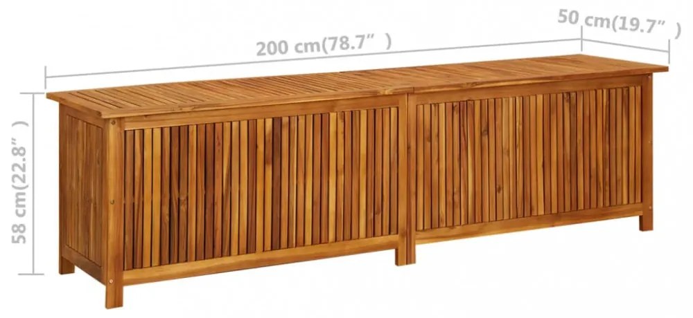 tömör akácfa kerti tárolóláda 200 x 50 x 58 cm
