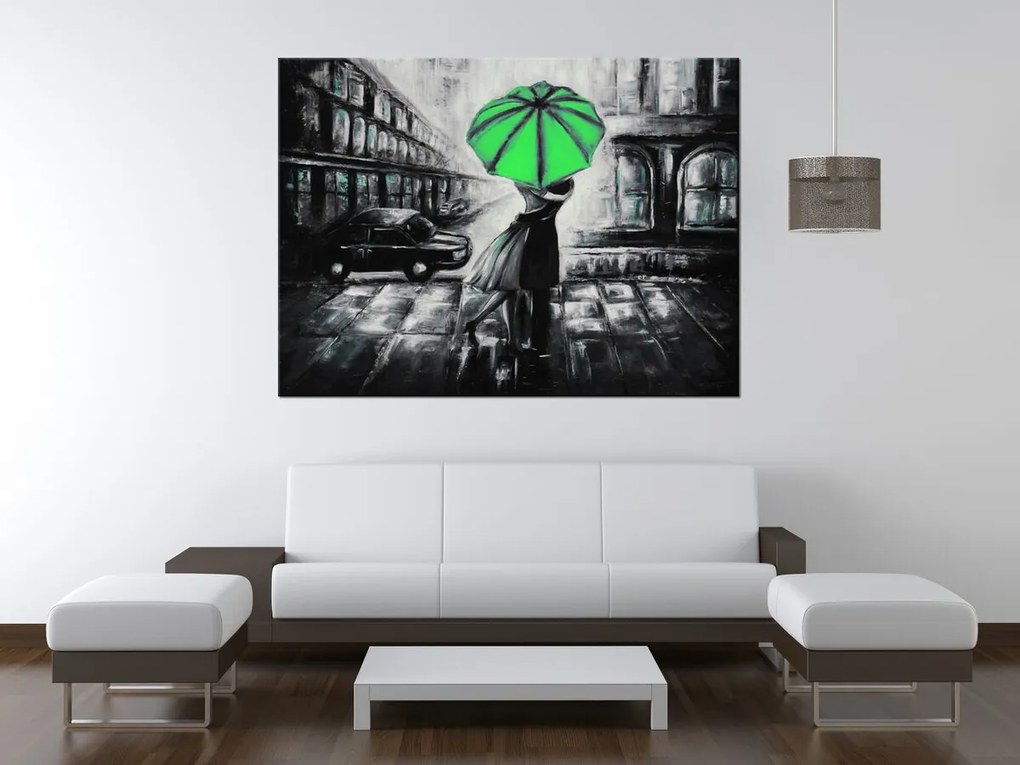 Gario Kézzel festett kép Zöld csók az esoben Méret: 120 x 80 cm