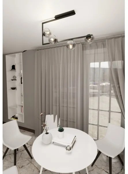 Csillár rúdon SOMA 4xE14/10W/230V fekete/szürke