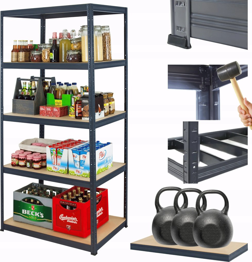 Tároló fém állvány Premium Helios 180x100x60cm 5Px350kg Tartós