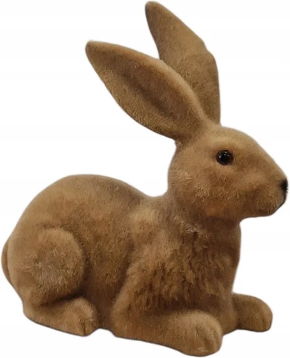 Húsvéti figura Fekvő Nyuszi Flokkolt Dekoráció Barna