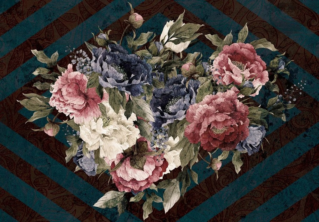 3D fotótapéta virágok retro stílusú növények 208 x