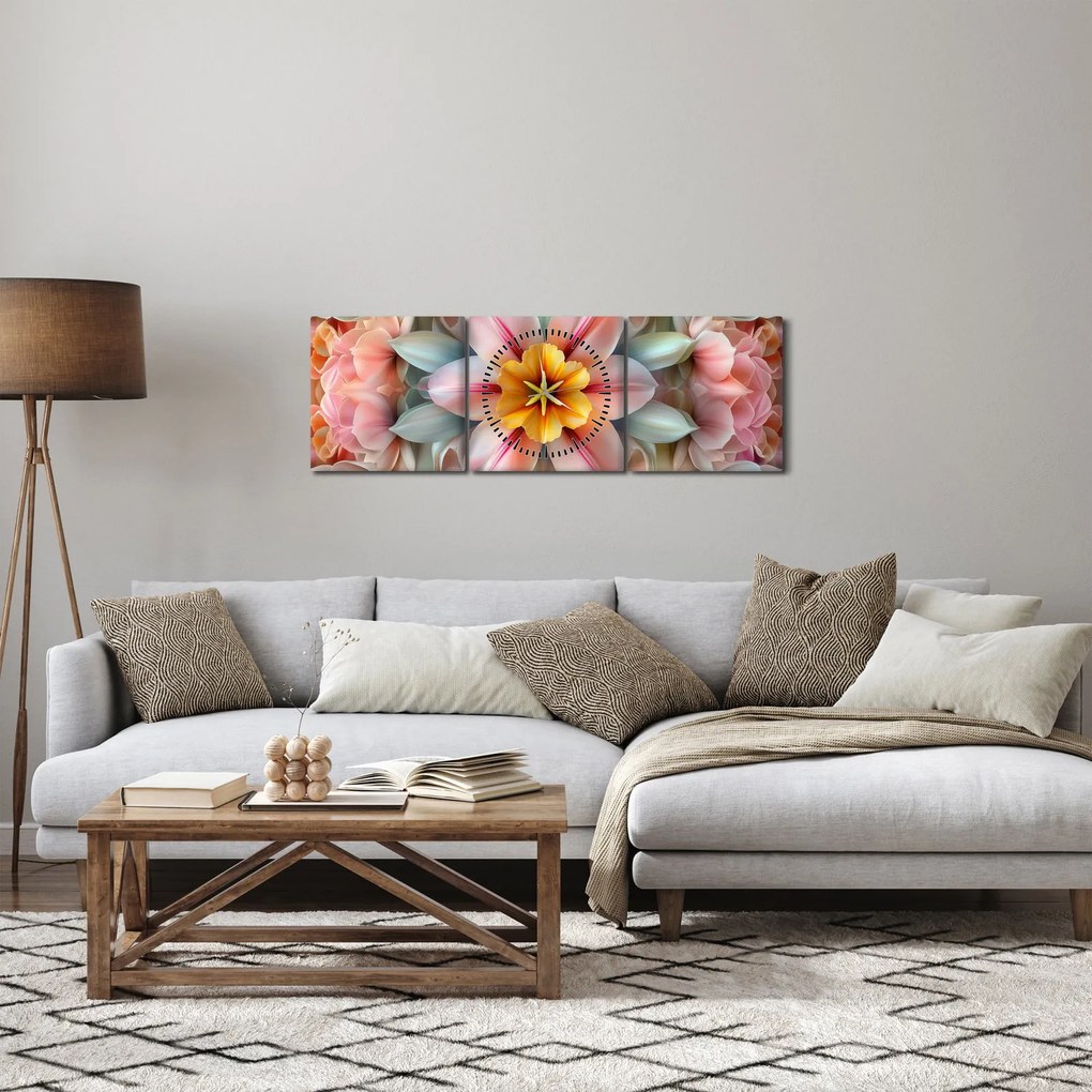 Kép - Kaleidoszkópos virág (órával) (90x30 cm)