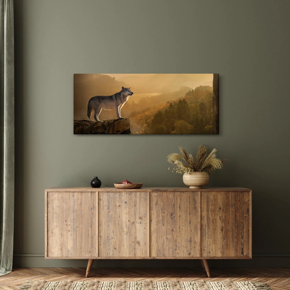 Egy farkas képe a sziklán (120x50 cm)