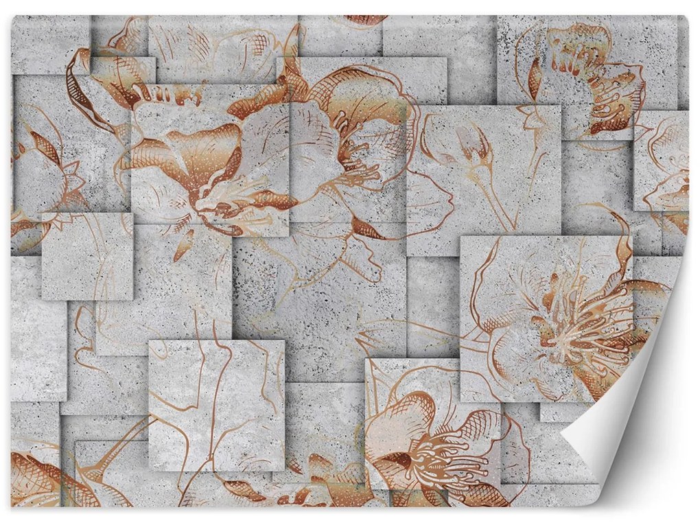 Gario Fotótapéta Virágok geometrikus háttéren Anyag: Vlies, Méret: 150 x 105 cm
