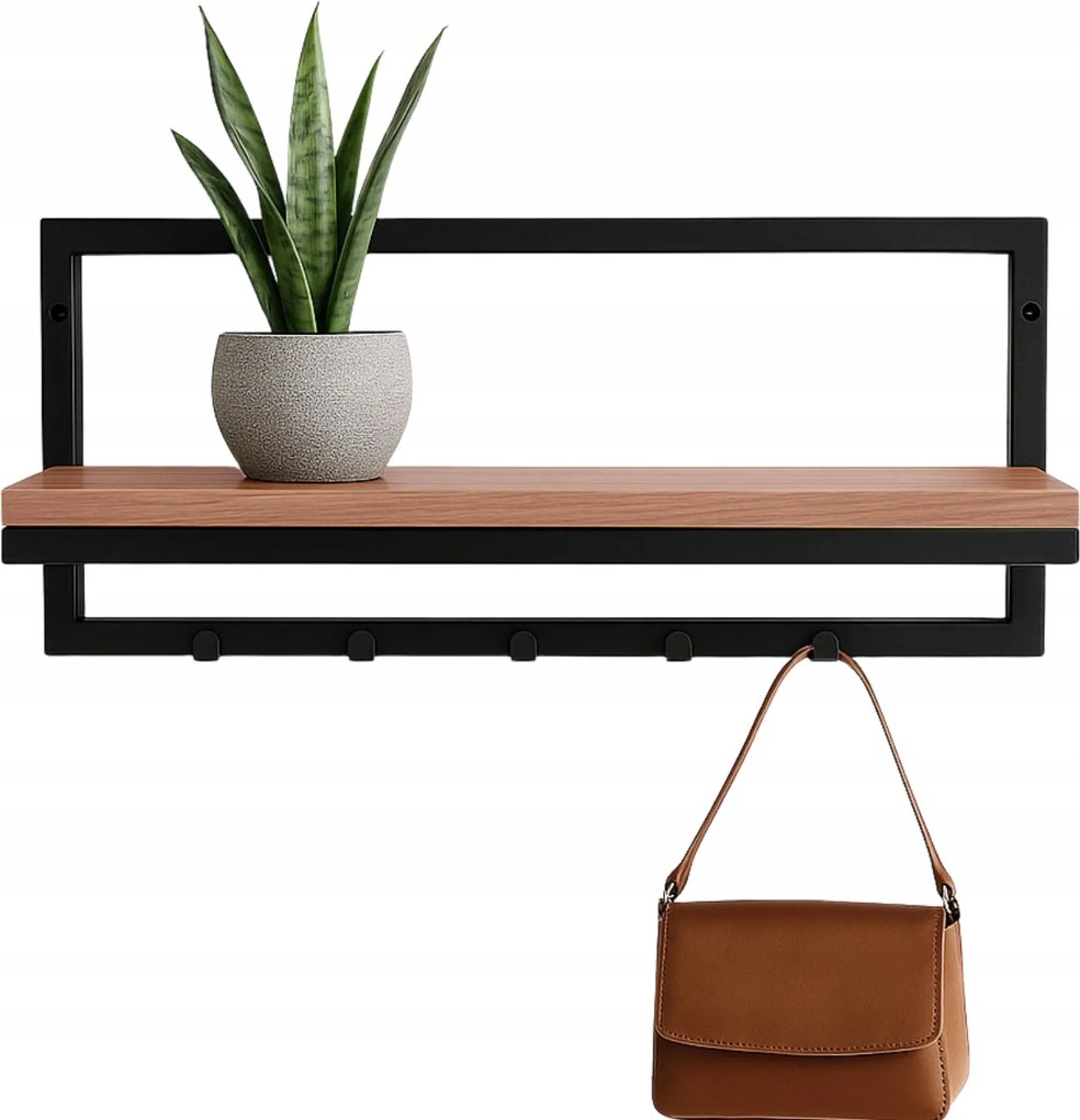 Fali akasztó előszobába polccal, fekete Hanger