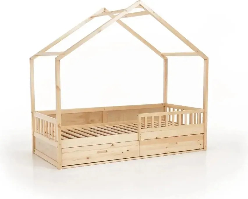 Montessori ágy, 90x200, természetes, tömör, BIANKA