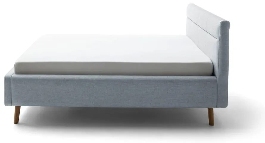 Szürkéskék kárpitozott ágyneműtartós franciaágy ágyráccsal 160x200 cm Lotte – Meise Möbel