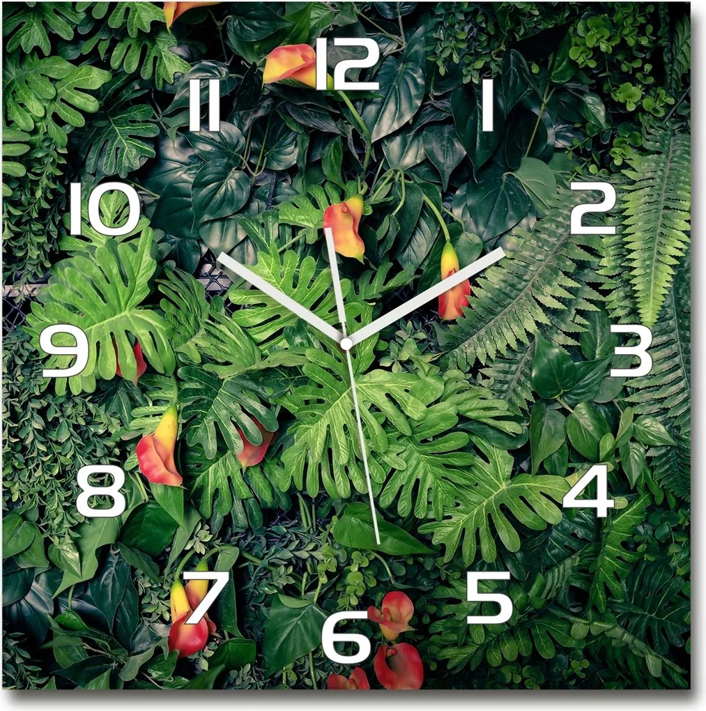 Függő üveg falióra Egzotikus dzsungel 60x60 cm