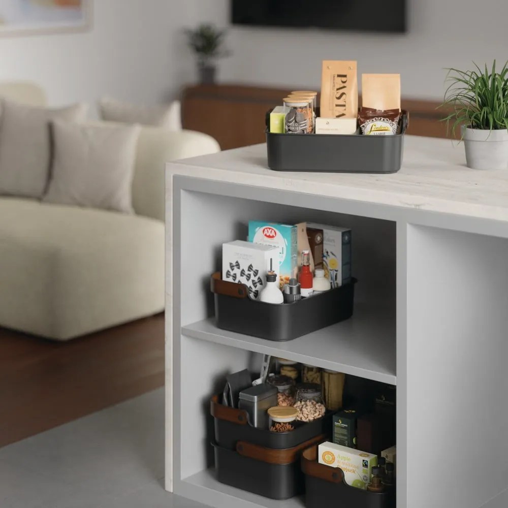 Fekete újrahasznosított műanyag fürdőszobai rendszerező Bellwood – Umbra