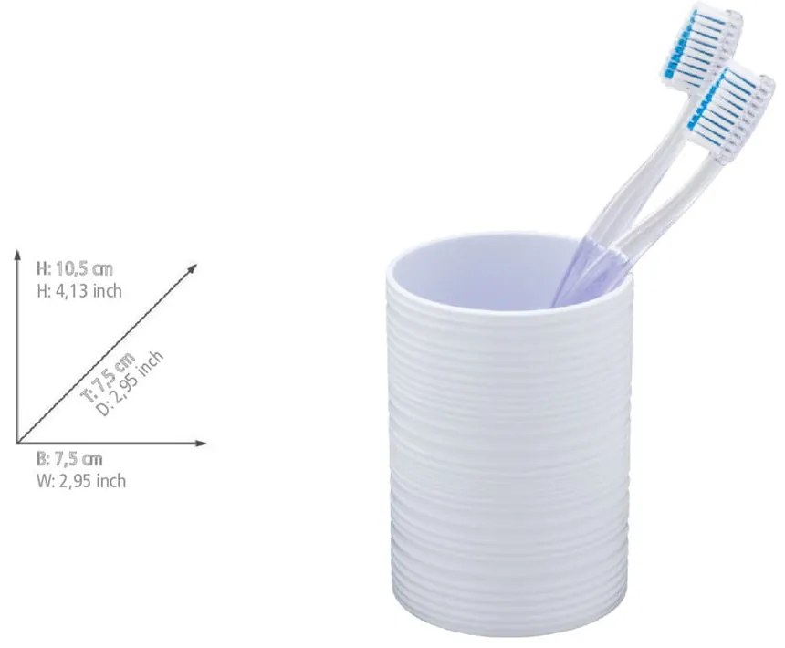 Fehér műanyag fogkefetartó pohár Lyon – Allstar