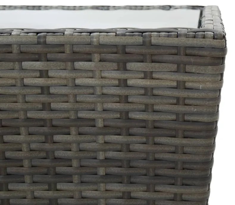 3 részes szürke polyrattan/üveg bisztrógarnitúra párnákkal