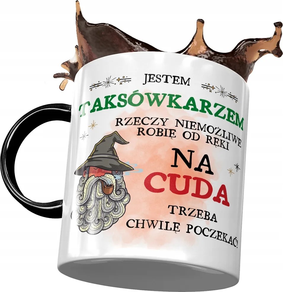 Fekete taxis bögre a csodákra várni kell fényképes nyomtatással