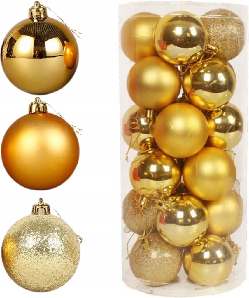 Arany Karácsonyfadísz Szett 18 Db-os Karácsonyi Csillámos Klasszikus