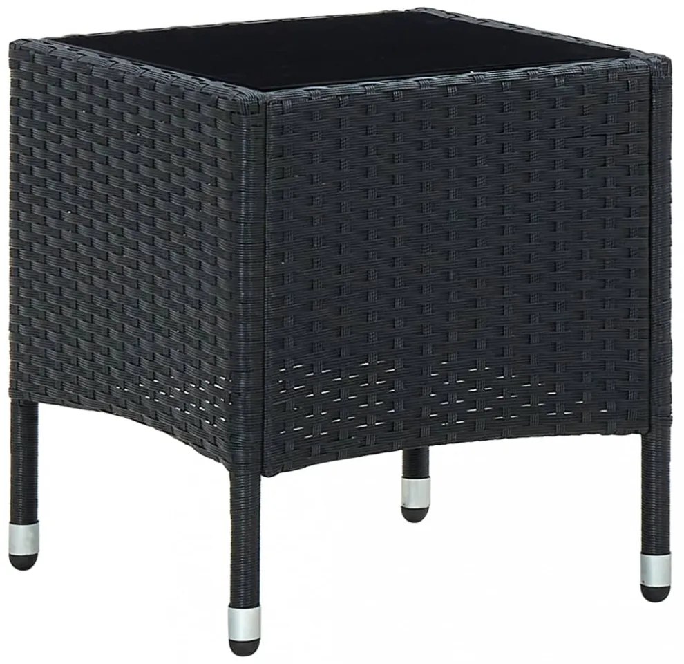 fekete polyrattan kerti asztal 40 x 40 x 45 cm