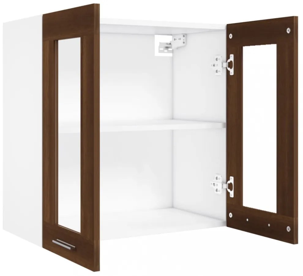 “Lyon” barna tölgy színű szerelt fa üvegszekrény