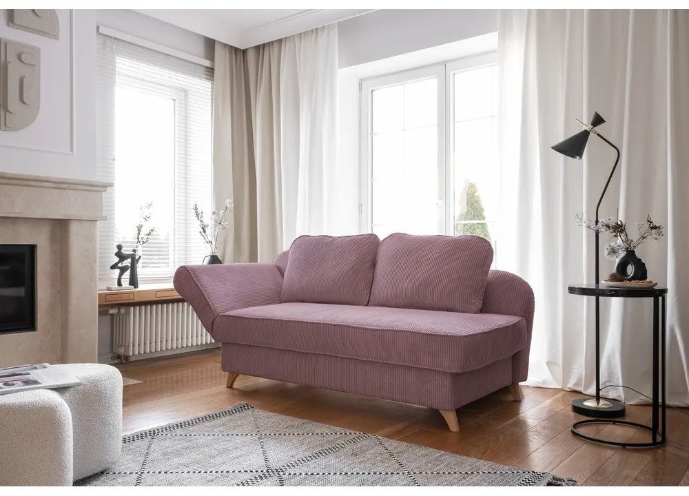 Törtrózsaszín kordbársony heverő (bal oldali) Chic Charlotte – Miuform