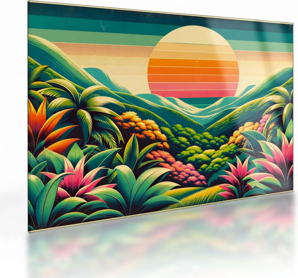 Üveg kép - Színes naplemente (70x50 cm)