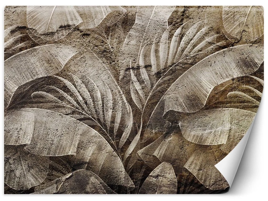 Gario Fotótapéta Trópusi levelek a betont imitáló textúrán Anyag: Vlies, Méret: 150 x 105 cm