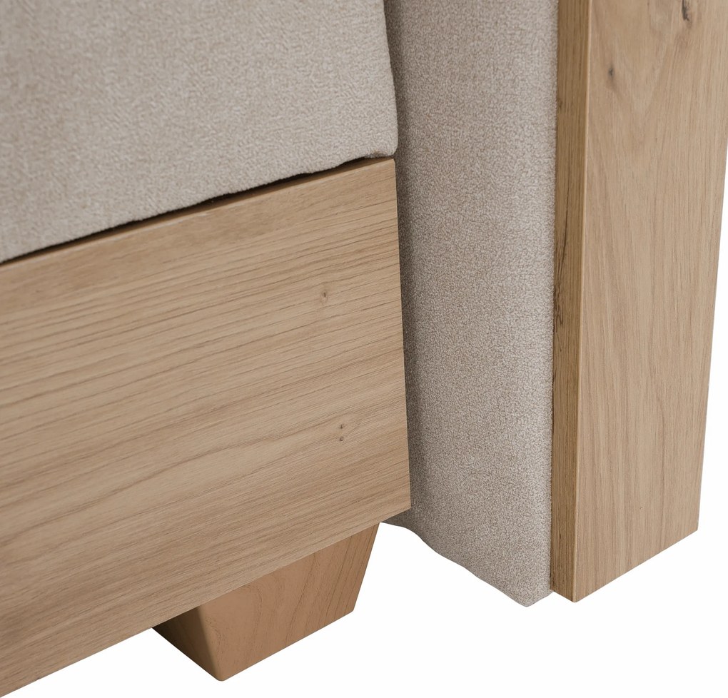 Elektromos állítható ágy, boxspring, bézs/artisan tölgy, 120x200, TIANA