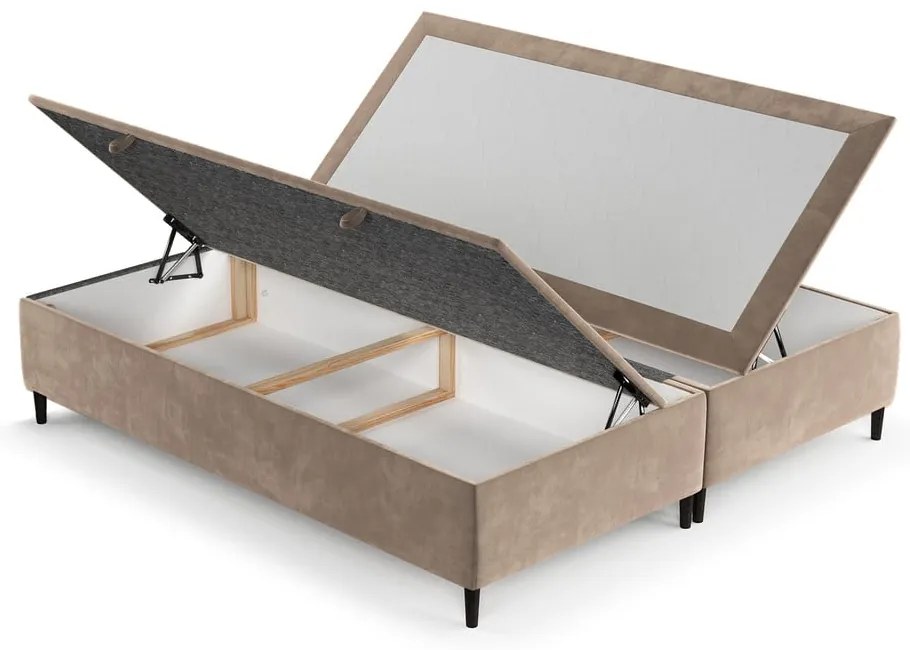 Bézs kárpitozott ágyneműtartós franciaágy 160x200 cm Tate – Maison de Rêve