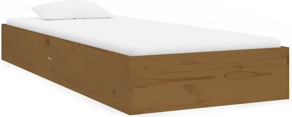 vidaXL Small Single mézbarna tömör fa ágykeret 75 x 190 cm