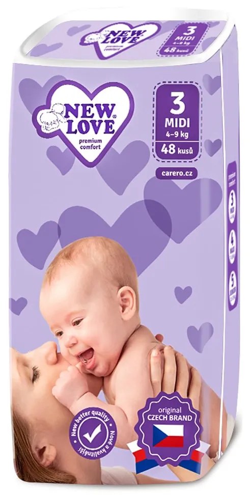 MEGAPACK Gyermek eldobható pelenka New Love Premium comfort 3 MIDI 4-9 kg 5x48 db
