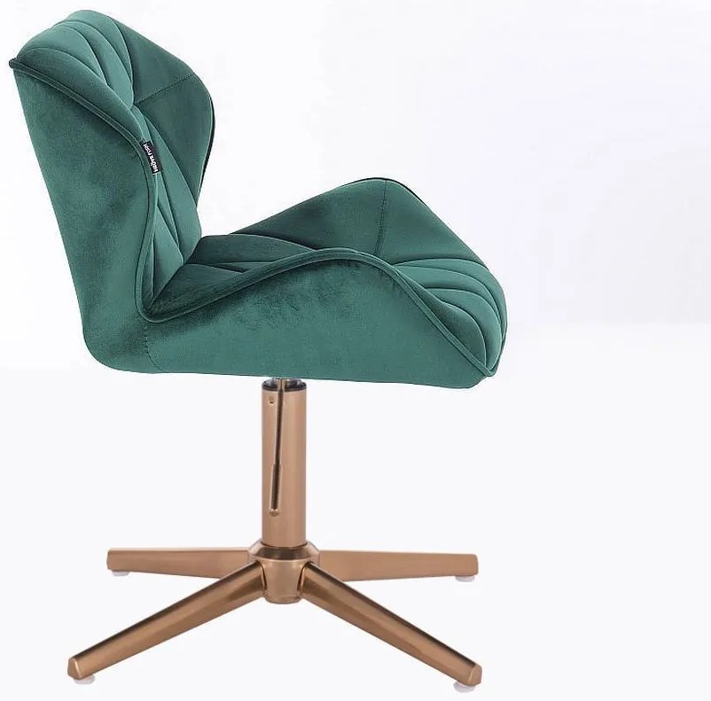 HR111CROSS Sötétzöld modern velúr szék arany lábbal
