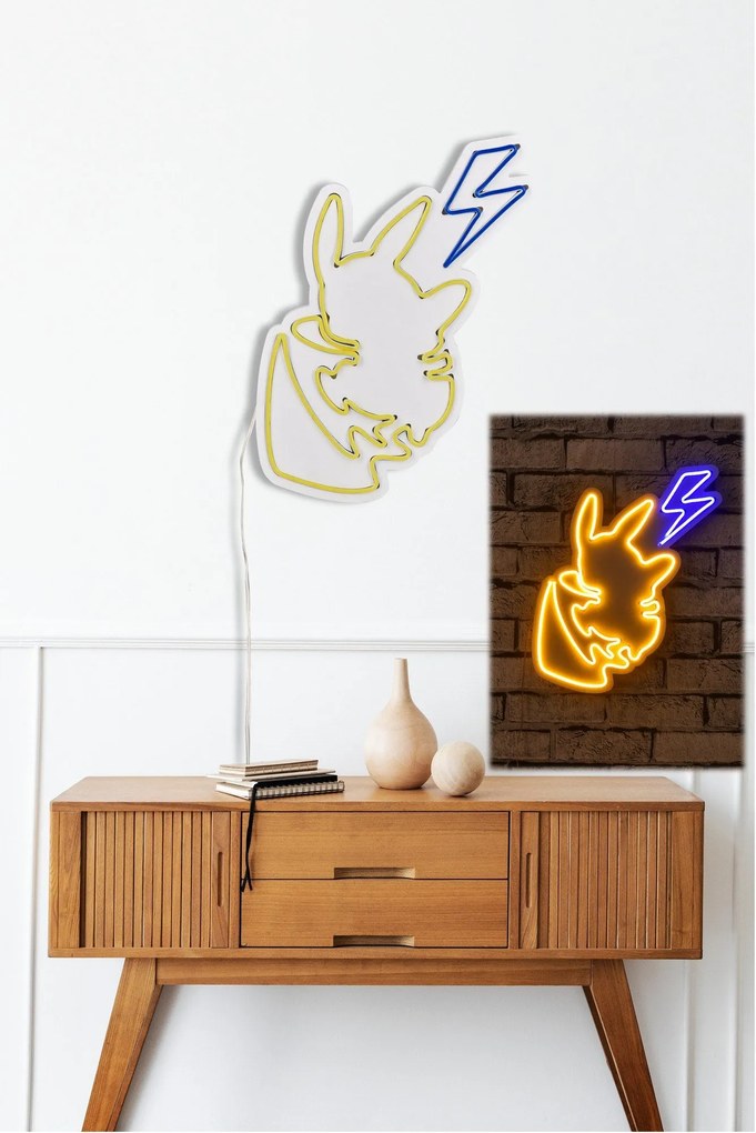 Műanyag LED-es fali dekoráció, Pikachu - Sárga Blue